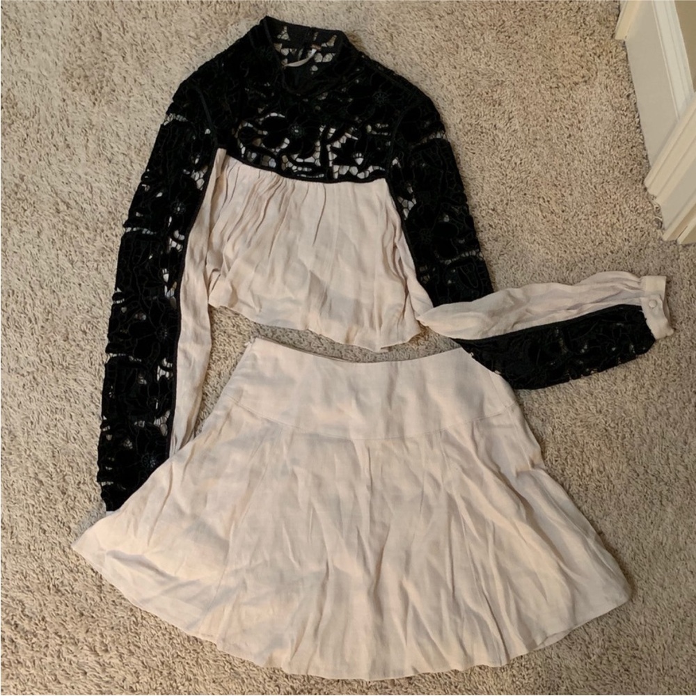 Free people two hearts velvet embroidered set